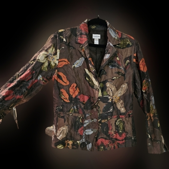 Chicos Artsy Silk Blazer Size 1 - Picture 1 of 12